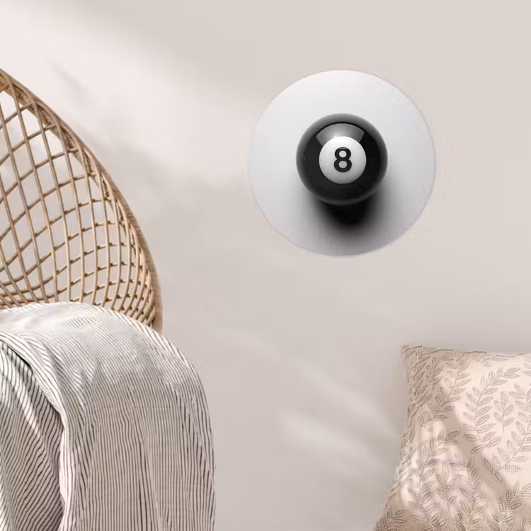 Behangcirkel - Biljartbal - Getal - Acht - Wit — 5