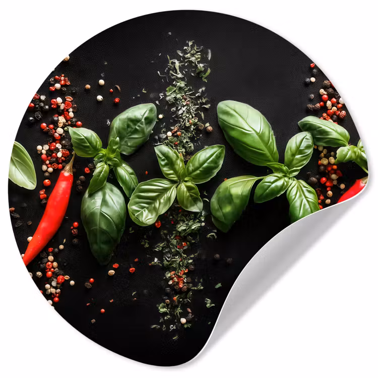 Behangcirkel - Chilipepers - Basilicum - Blaadjes - Rood — 1