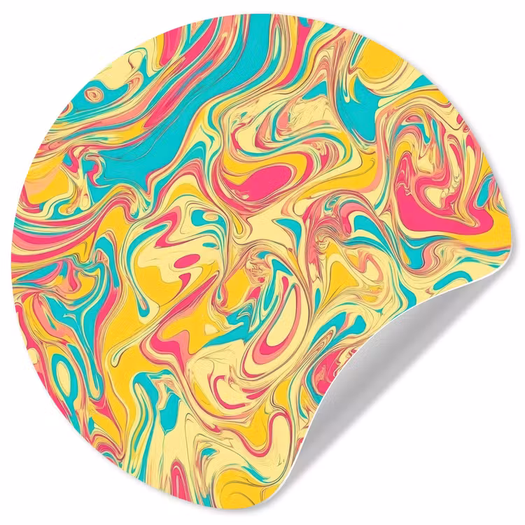 Behangcirkel - Geel - Roze - Blauw - Retro — 1