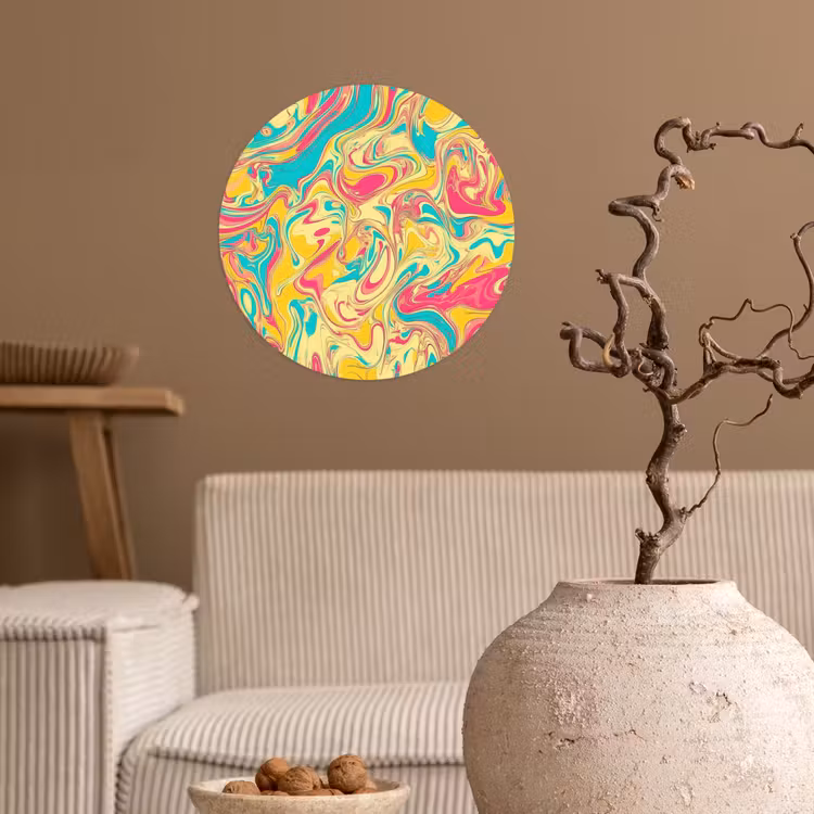Behangcirkel - Geel - Roze - Blauw - Retro — 2