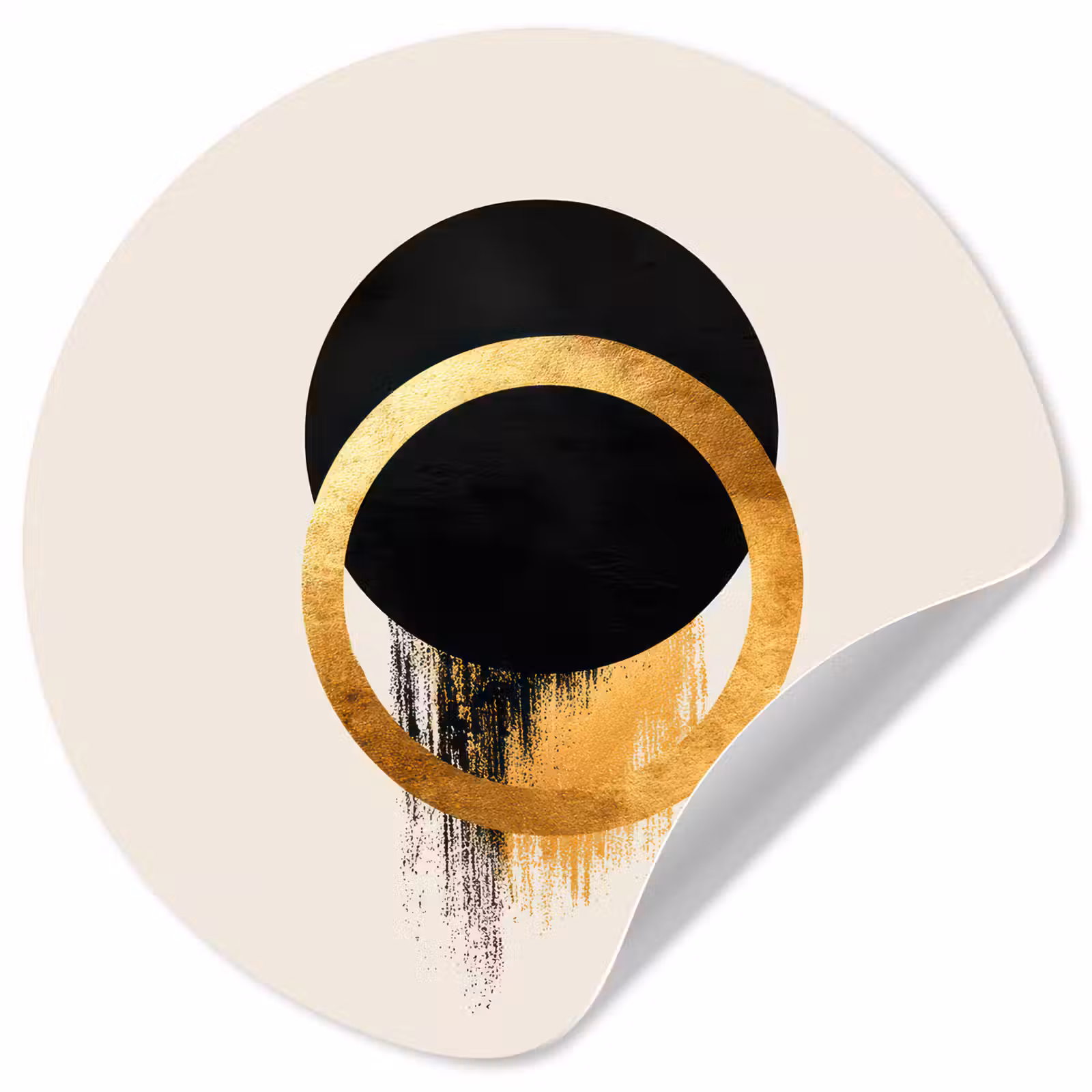 Behangcirkel - Abstract ontwerp - Zwarte cirkel - Verfvlekken — 1