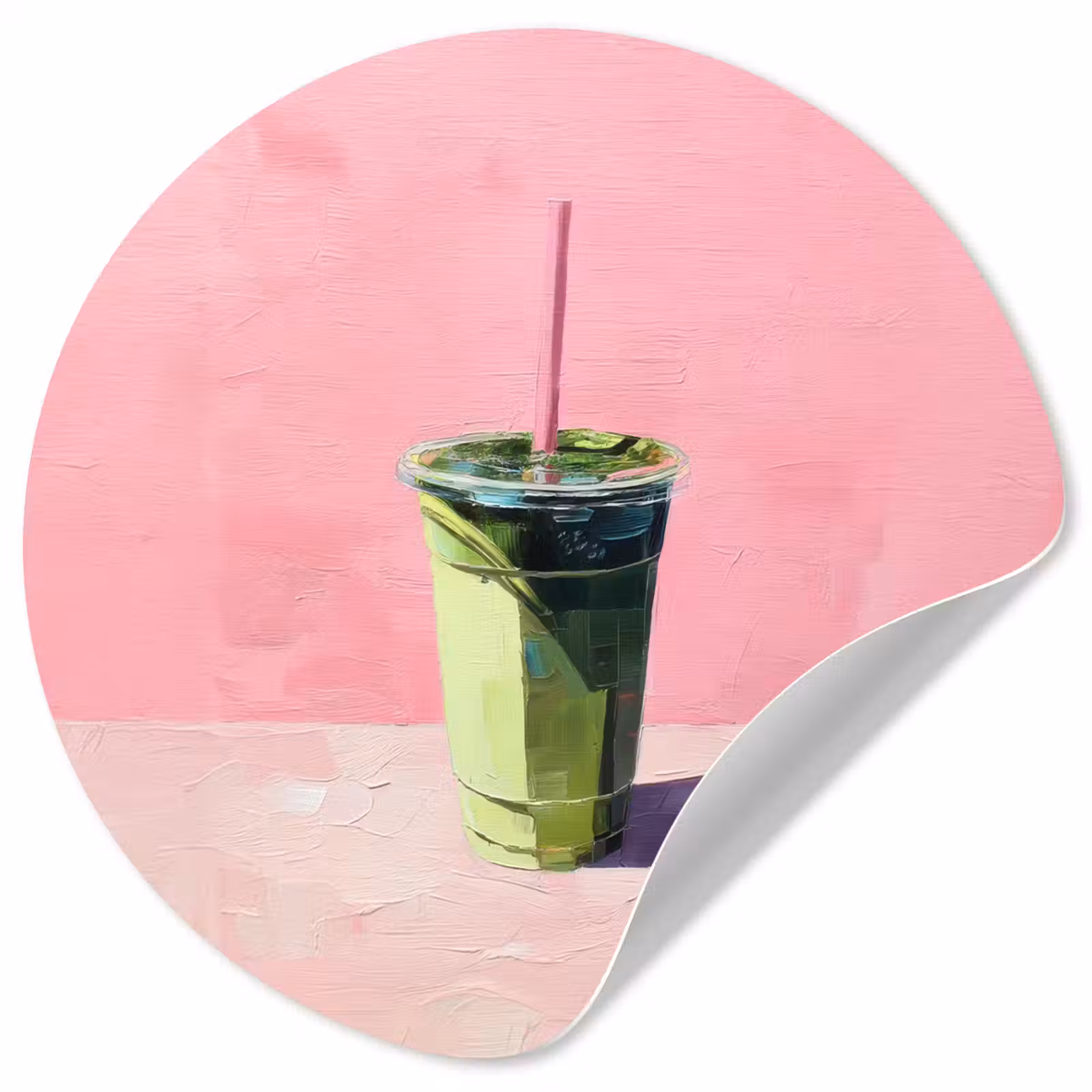 Behangcirkel - Beker - Rietje - Minimalistisch - Groen — 1