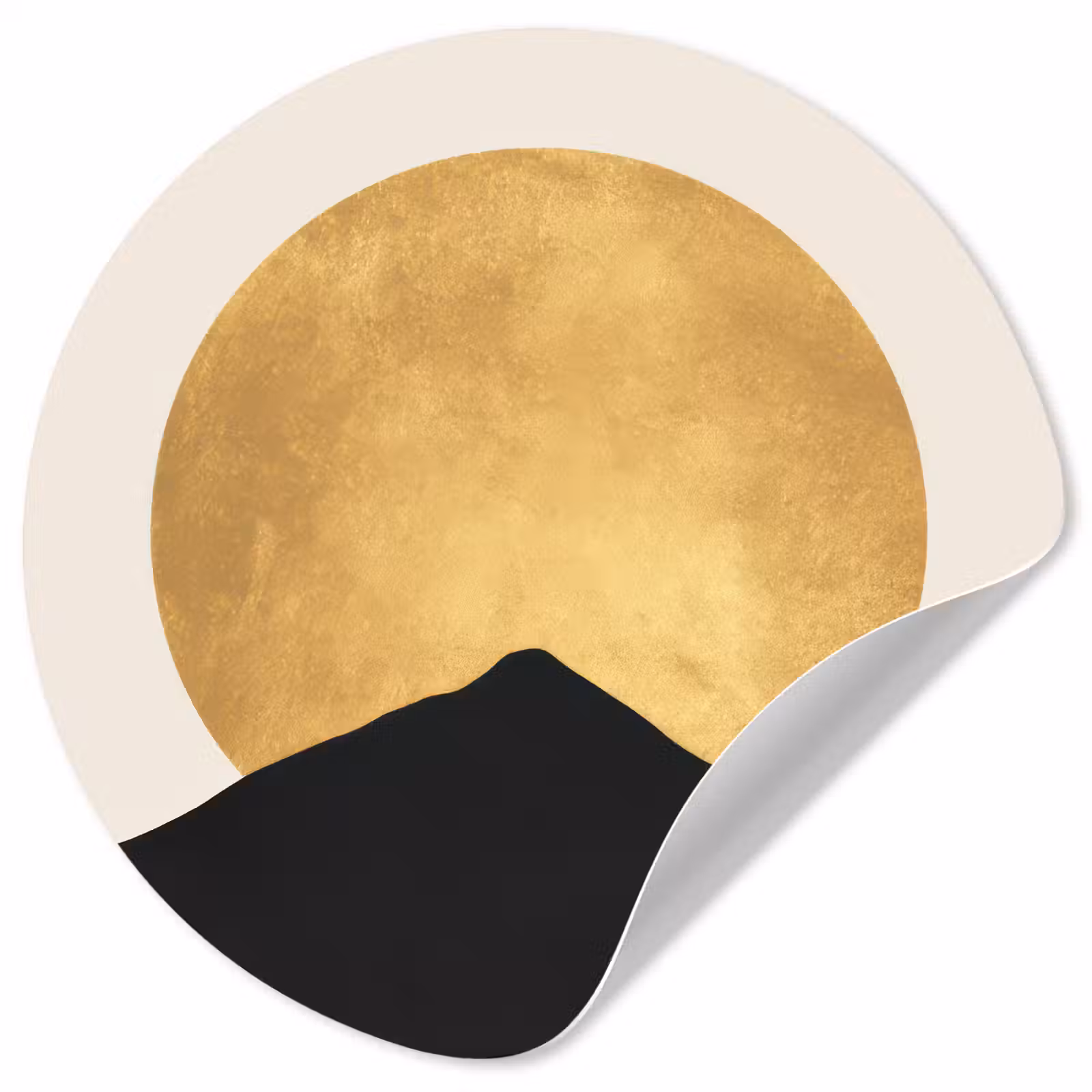 Behangcirkel - Bergsilhouetten - Gouden cirkel - Beige — 1