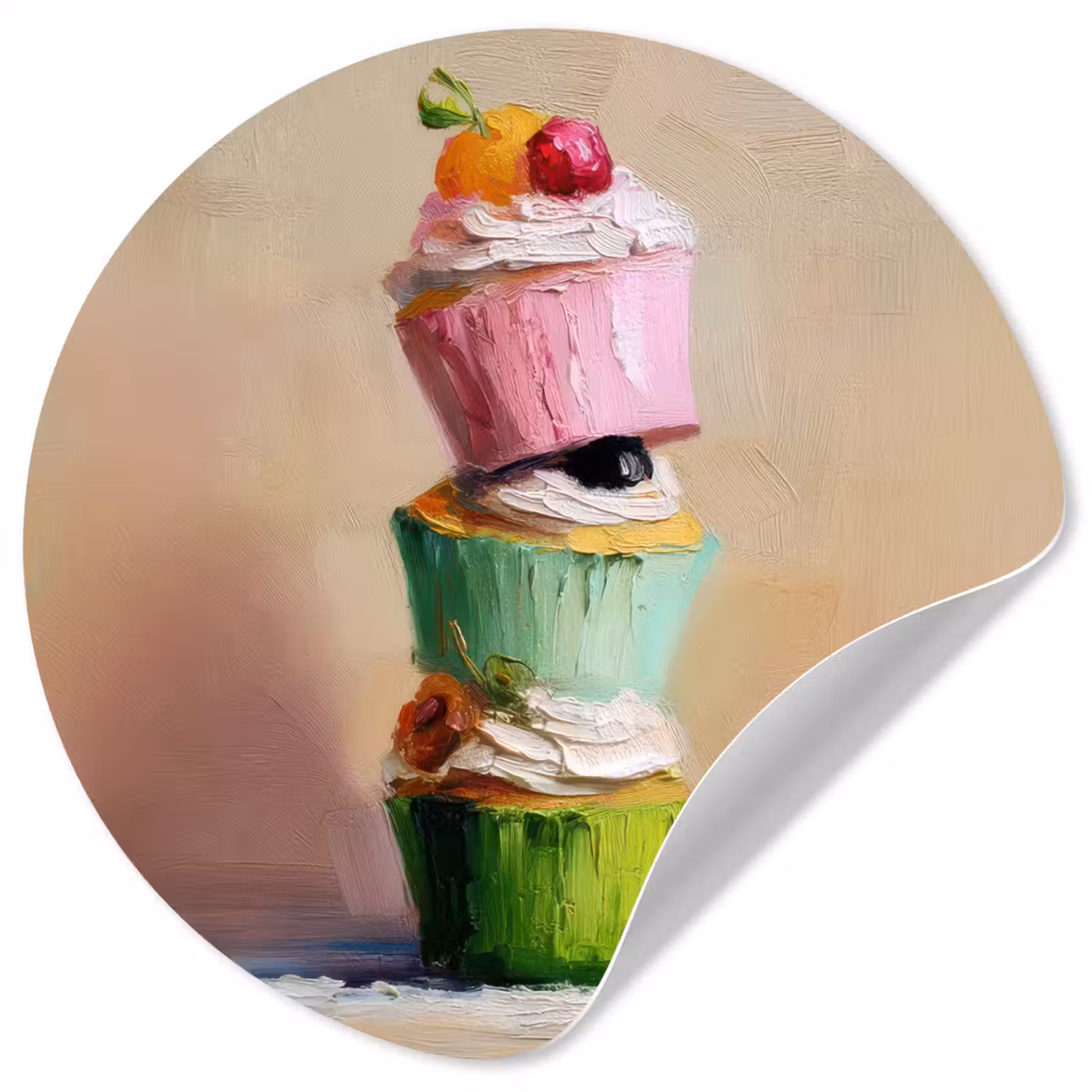 Behangcirkel - Cupcakes - Gestapeld - Kleurrijk - Fruit — 1
