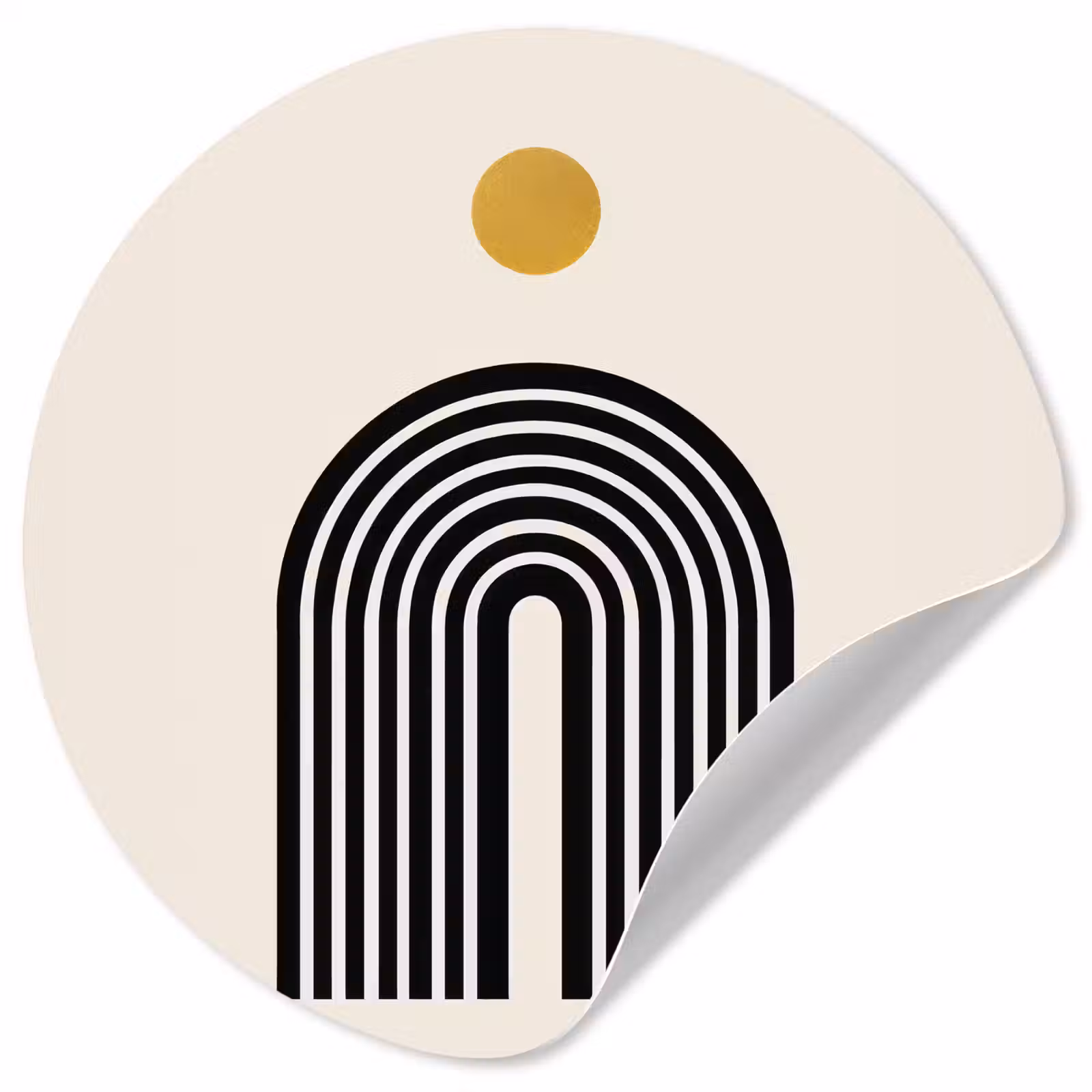 Behangcirkel - Minimalistisch - Zwarte boog - Gouden cirkel — 1