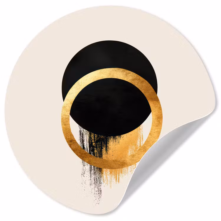 Behangcirkel - Abstract ontwerp - Zwarte cirkel - Verfvlekken — 1