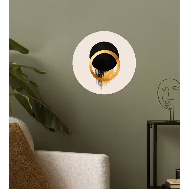 Behangcirkel - Abstract ontwerp - Zwarte cirkel - Verfvlekken — 3
