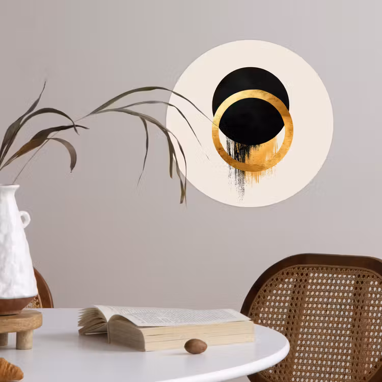 Behangcirkel - Abstract ontwerp - Zwarte cirkel - Verfvlekken — 4