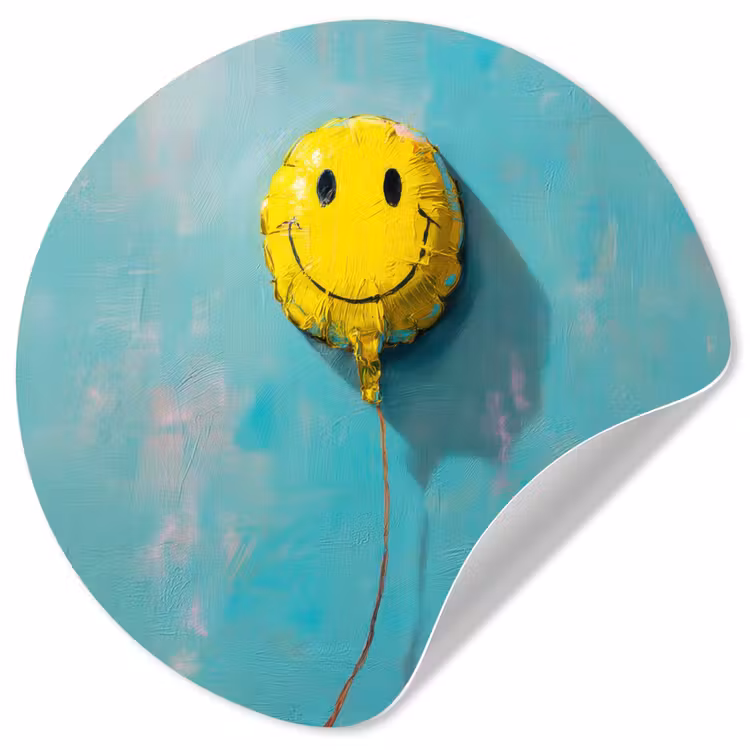 Behangcirkel - Ballon - Geel - Smiley — 1