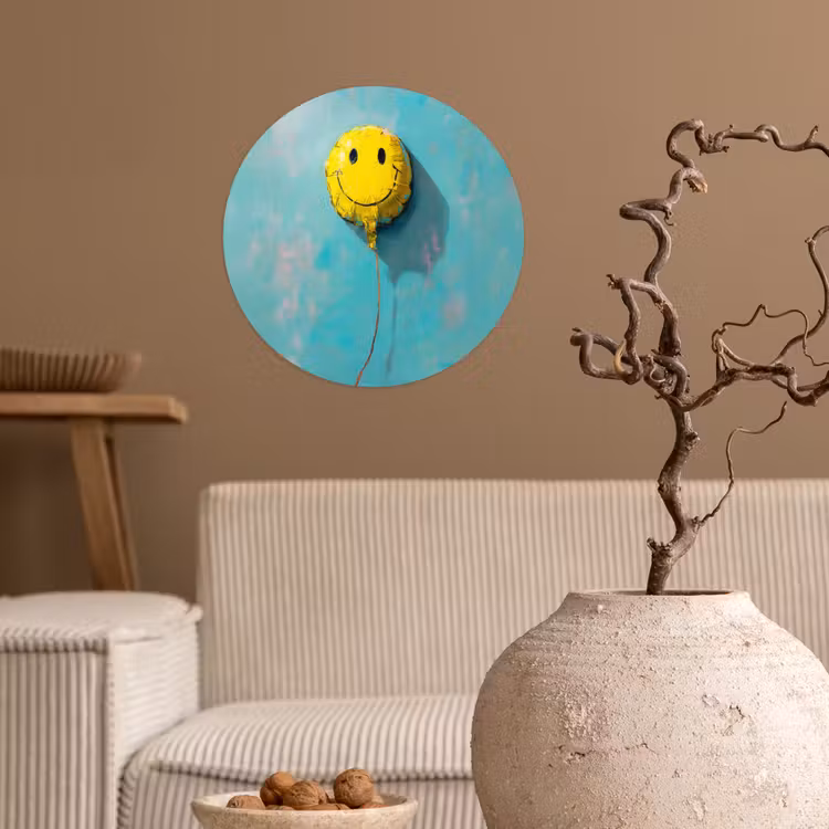 Behangcirkel - Ballon - Geel - Smiley — 2