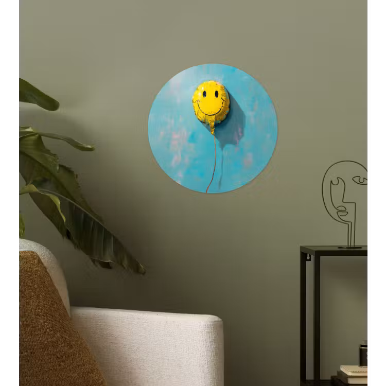 Behangcirkel - Ballon - Geel - Smiley — 3