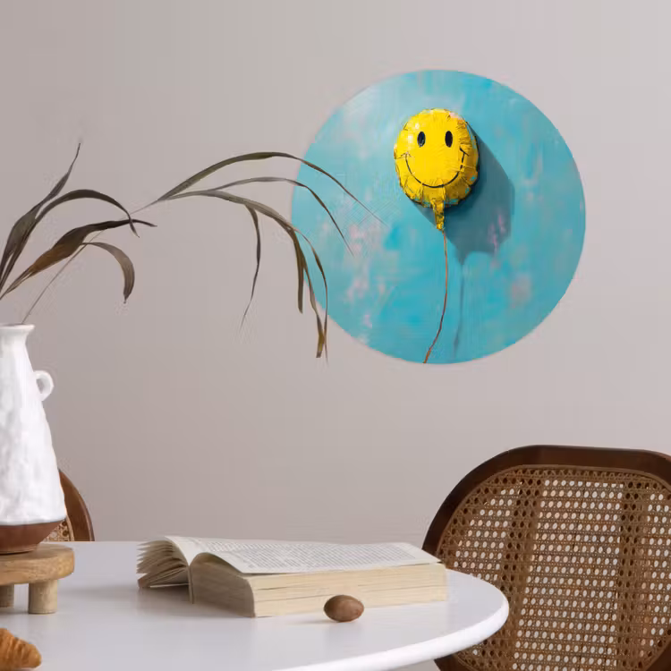 Behangcirkel - Ballon - Geel - Smiley — 4