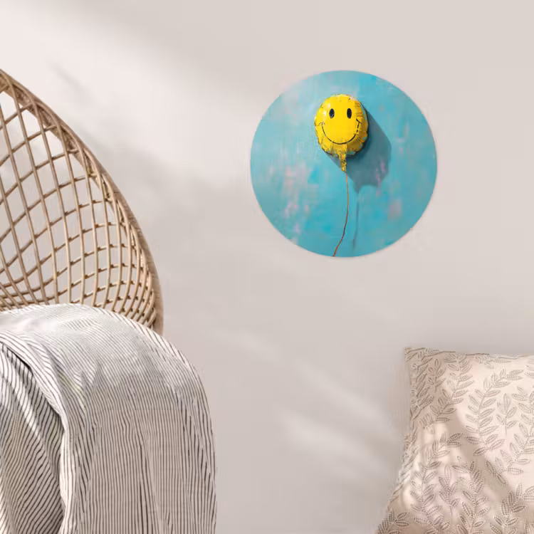 Behangcirkel - Ballon - Geel - Smiley — 5
