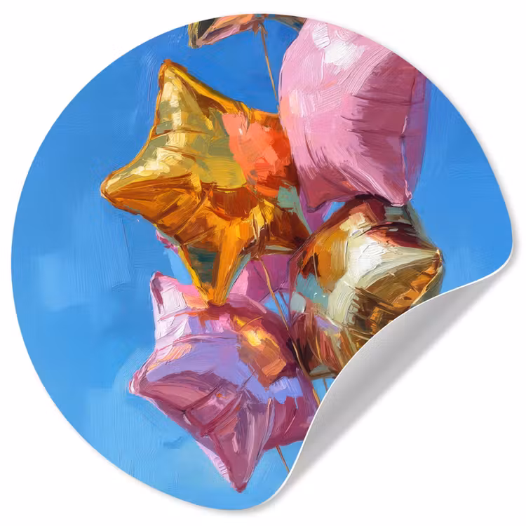 Behangcirkel - Ballonnen - Goud - Stervorm - Roze — 1