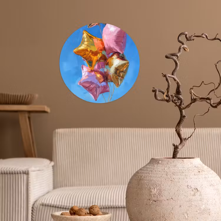 Behangcirkel - Ballonnen - Goud - Stervorm - Roze — 2