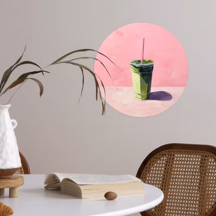 Behangcirkel - Beker - Rietje - Minimalistisch - Groen — 4