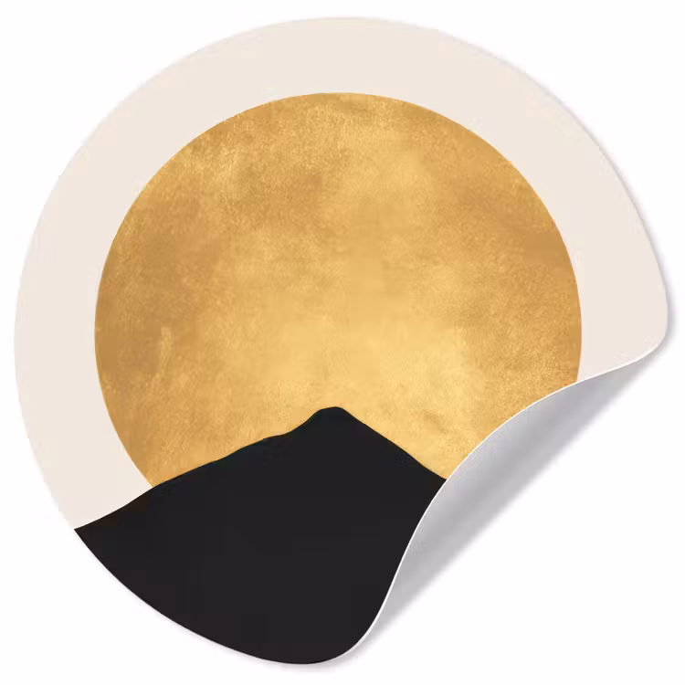 Behangcirkel - Bergsilhouetten - Gouden cirkel - Beige — 1