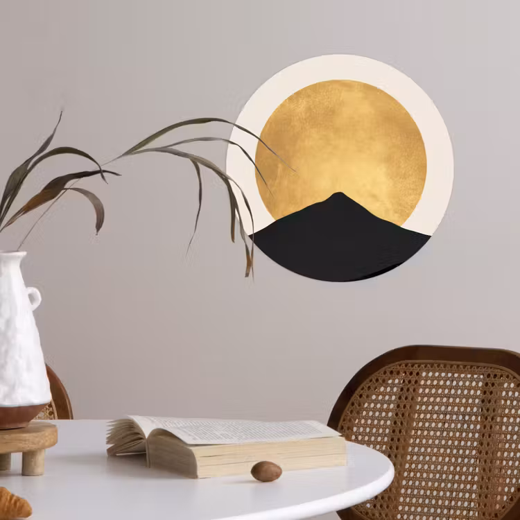 Behangcirkel - Bergsilhouetten - Gouden cirkel - Beige — 4