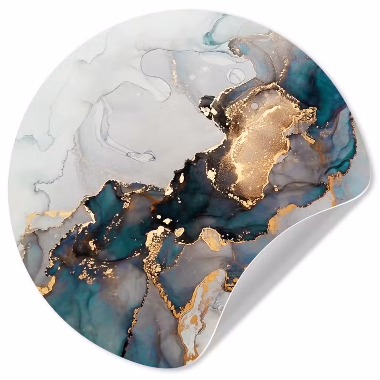Behangcirkel - Blauw - Marmer - Goud — 1