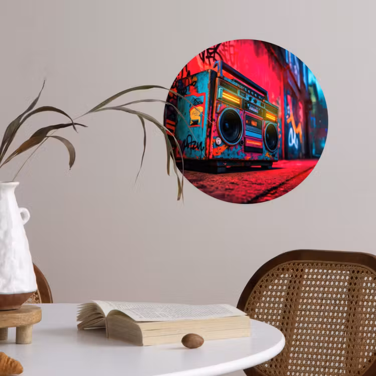 Behangcirkel - Boombox - Rood - Graffiti - Neon — 4