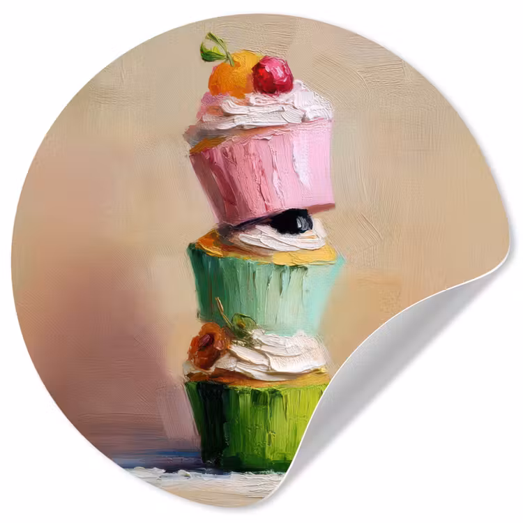 Behangcirkel - Cupcakes - Gestapeld - Kleurrijk - Fruit — 1