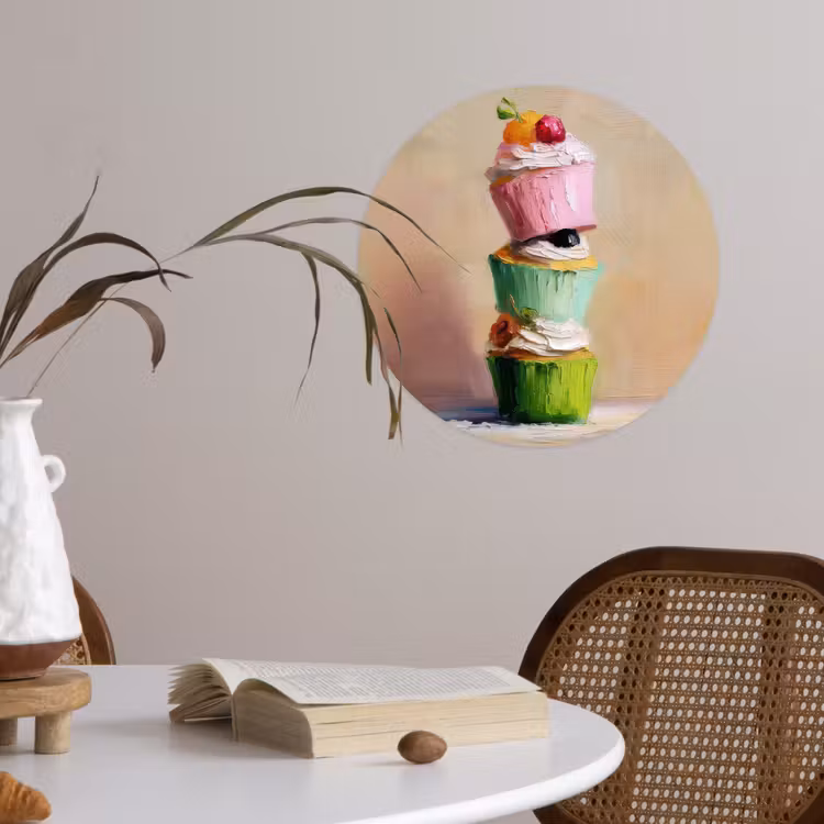 Behangcirkel - Cupcakes - Gestapeld - Kleurrijk - Fruit — 4