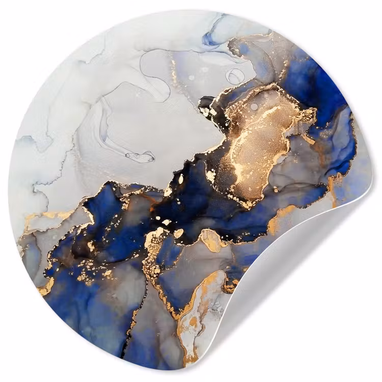 Behangcirkel - Marmer - Blauw - Goud — 1