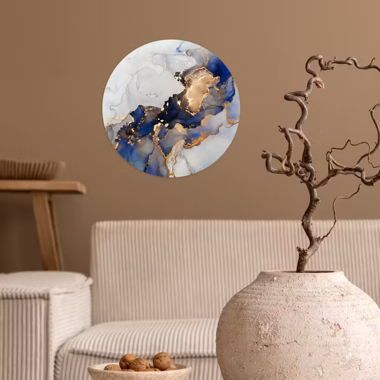 Behangcirkel - Marmer - Blauw - Goud — 2