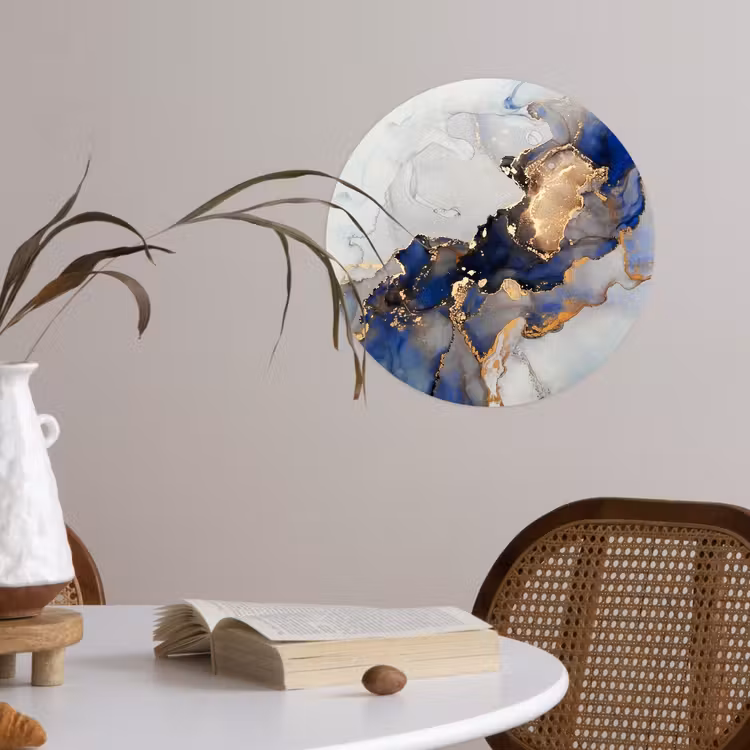 Behangcirkel - Marmer - Blauw - Goud — 4