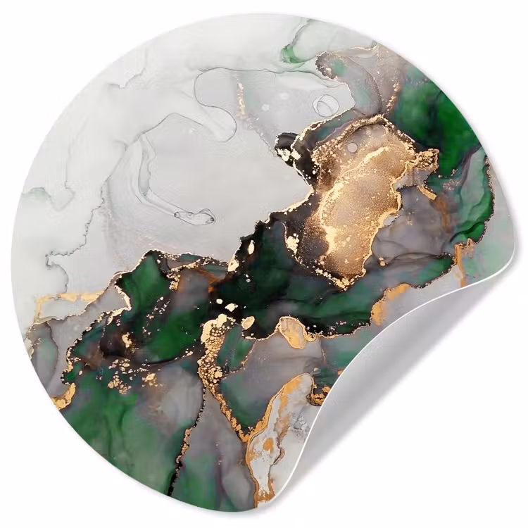 Behangcirkel - Marmer - Goud - Groen - Luxe — 1