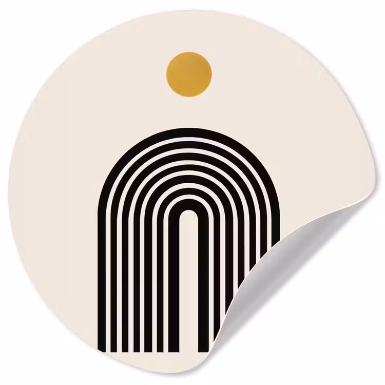 Behangcirkel - Minimalistisch - Zwarte boog - Gouden cirkel — 1