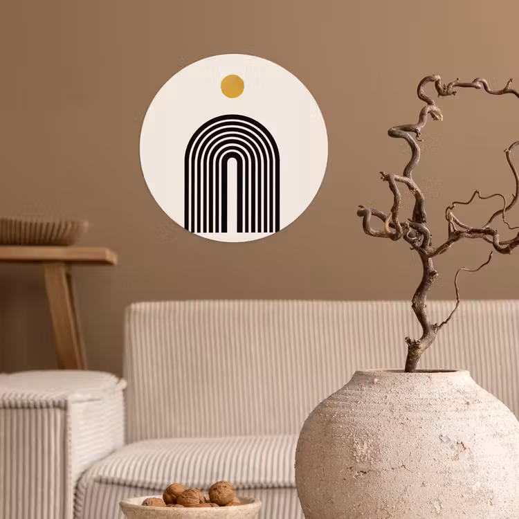 Behangcirkel - Minimalistisch - Zwarte boog - Gouden cirkel — 2