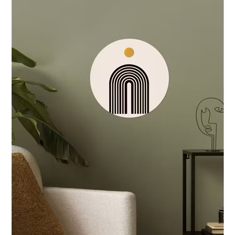 Behangcirkel - Minimalistisch - Zwarte boog - Gouden cirkel — 3