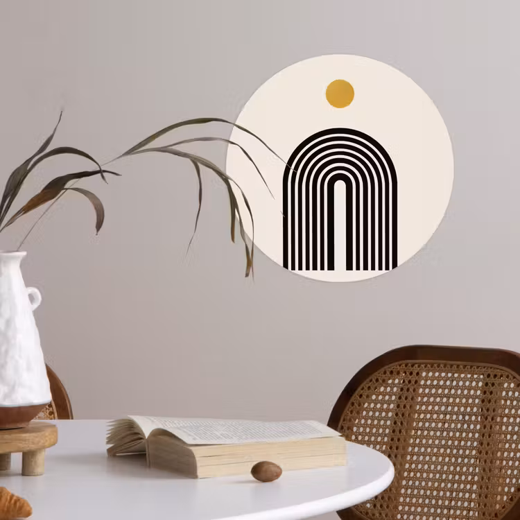 Behangcirkel - Minimalistisch - Zwarte boog - Gouden cirkel — 4