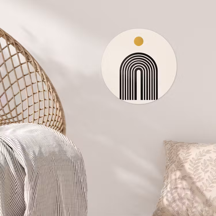Behangcirkel - Minimalistisch - Zwarte boog - Gouden cirkel — 5