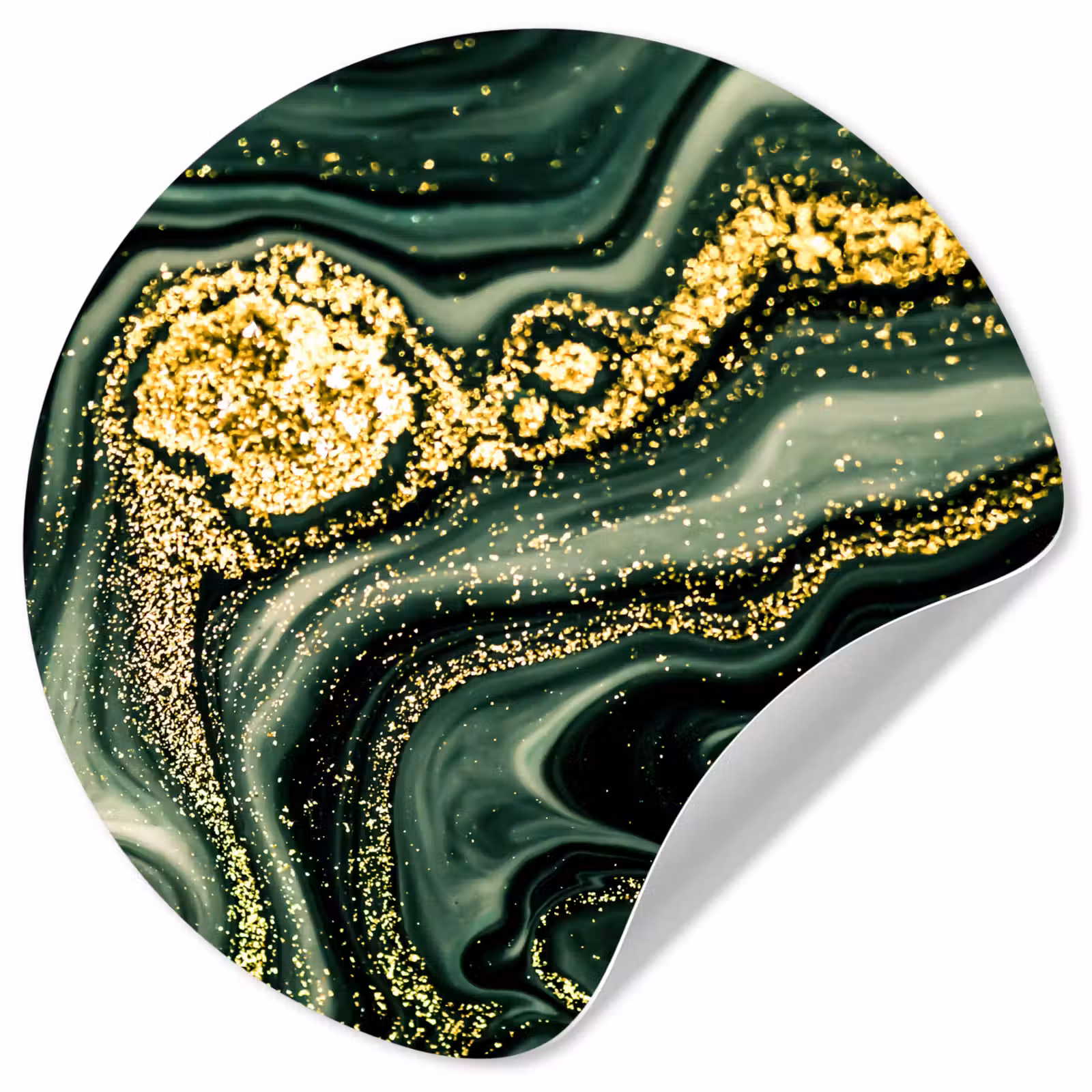 Behangcirkel - Marmer - Goud - Glitter - Groen - Marmerlook - Luxe — 1