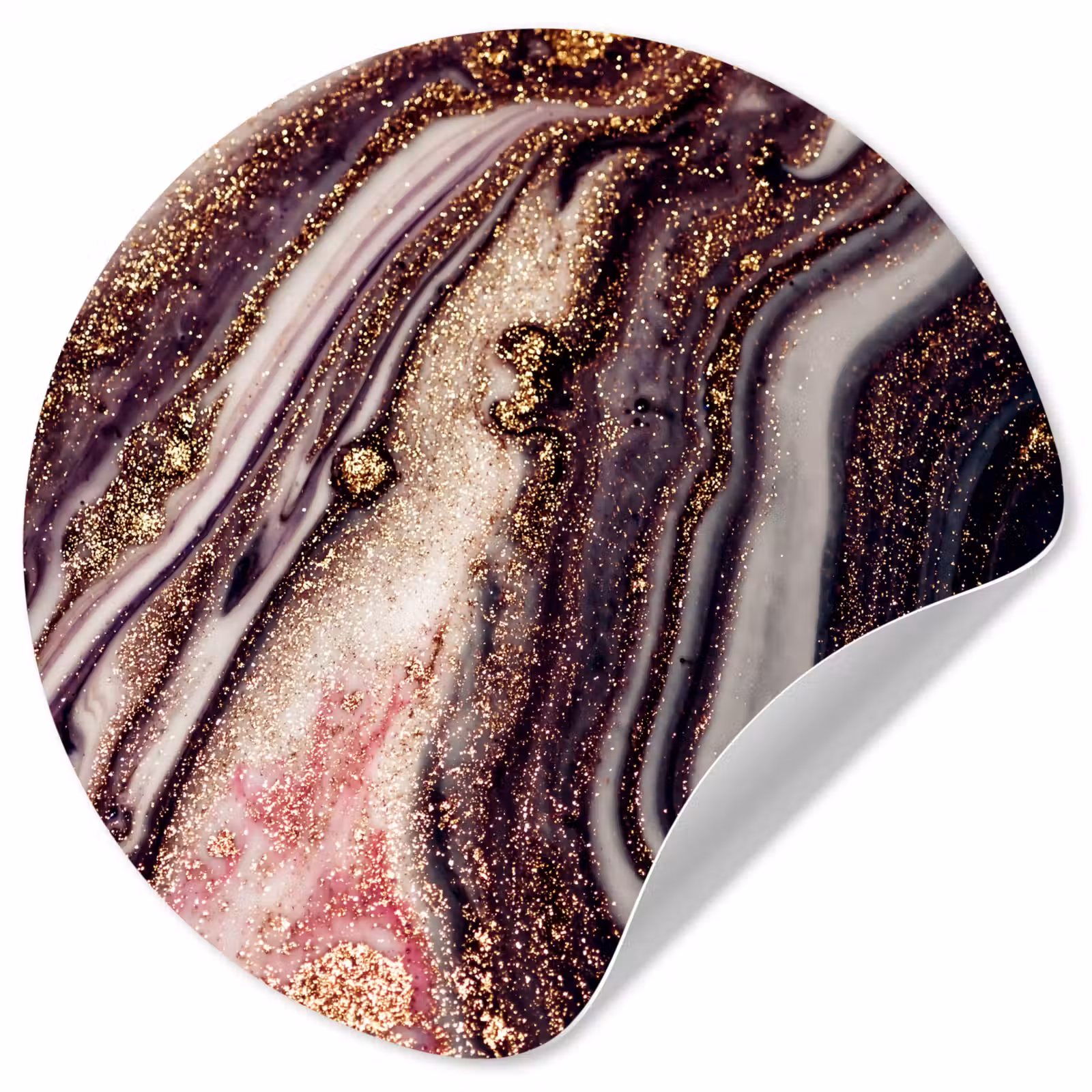 Behangcirkel - Marmer - Roze - Goud - Glitter - Marmerlook — 1