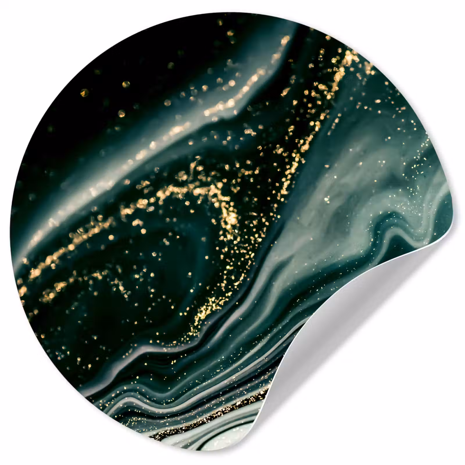 Behangcirkel - Marmerlook - Goud - Groen - Glitter - Design - Marmer — 1