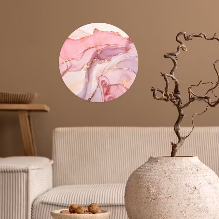 Behangcirkel - Goud - Marmer - Roze — 2