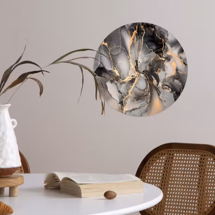Behangcirkel - Grijs - Luxe - Goud - Marmer — 4