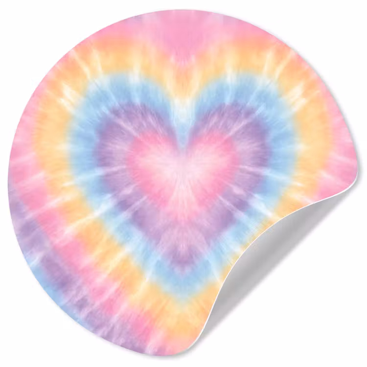 Behangcirkel - Hartvorm - Pastelkleuren - Tie Dye — 1
