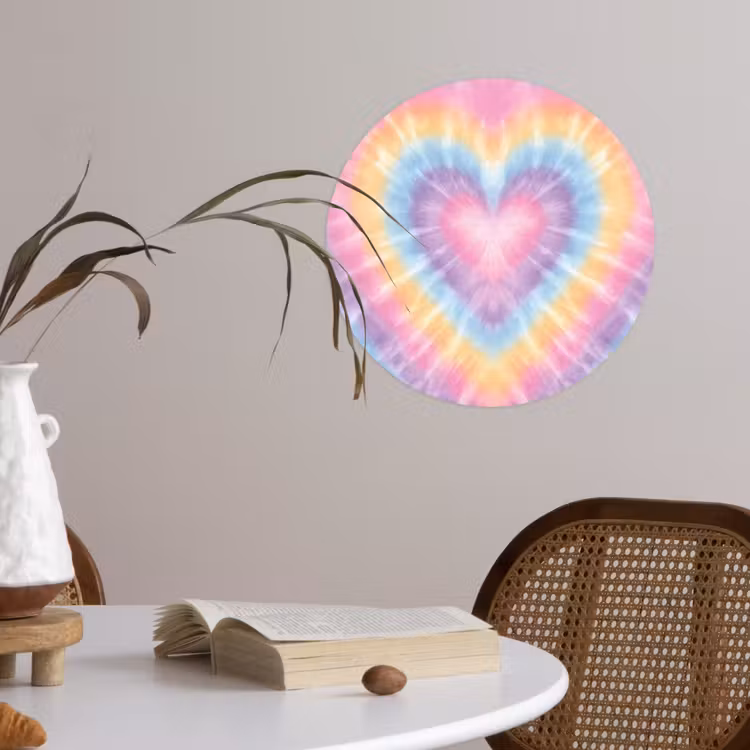 Behangcirkel - Hartvorm - Pastelkleuren - Tie Dye — 4