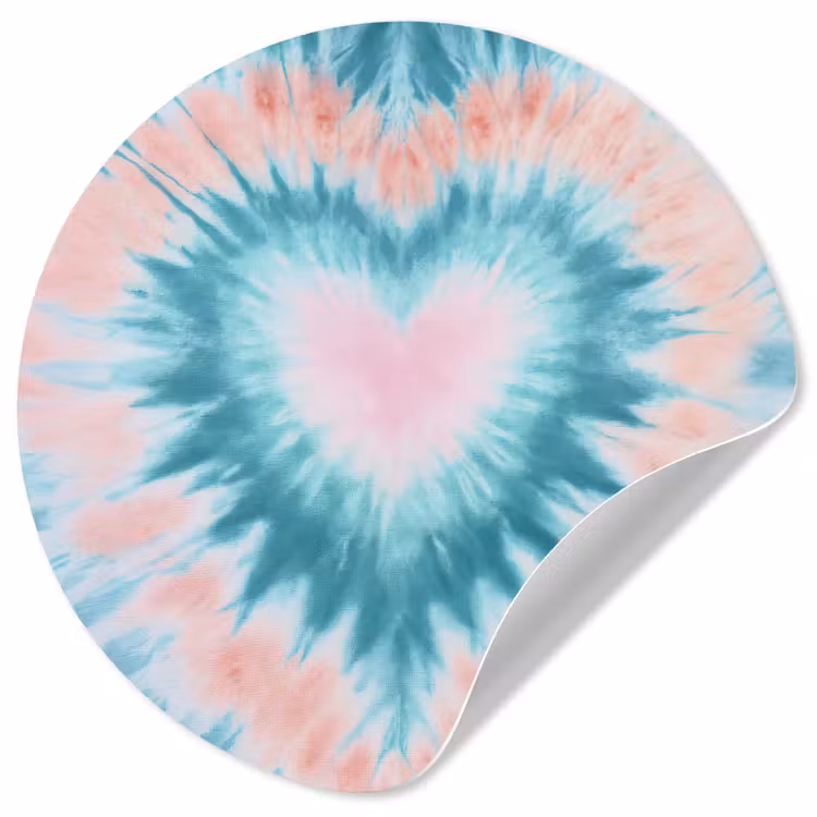 Behangcirkel - Hartvormig - Tie dye - Pasteltinten - Lichtgroen — 1