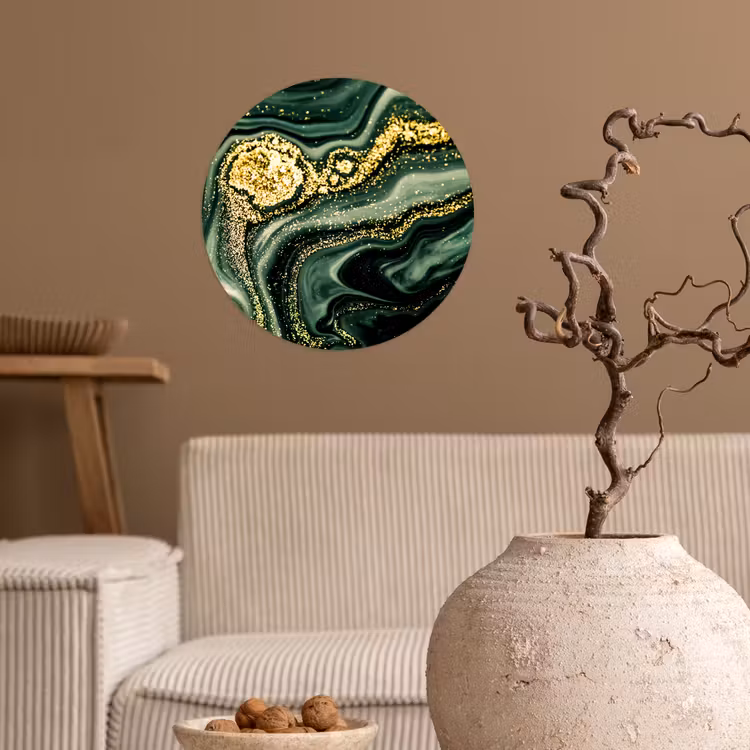 Behangcirkel - Marmer - Goud - Glitter - Groen - Marmerlook - Luxe — 2