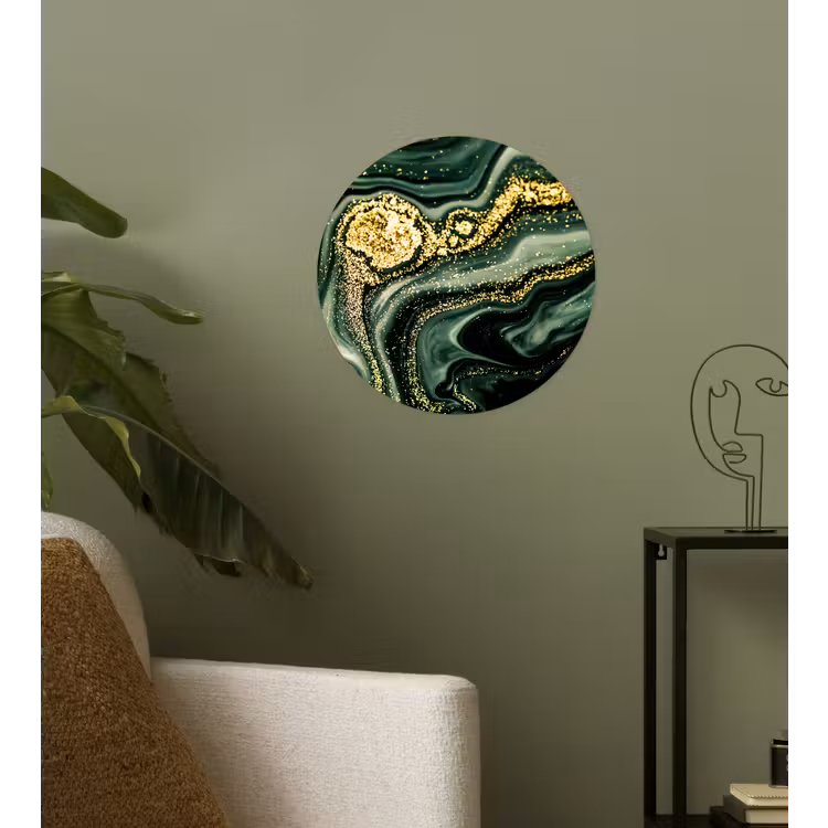 Behangcirkel - Marmer - Goud - Glitter - Groen - Marmerlook - Luxe — 3
