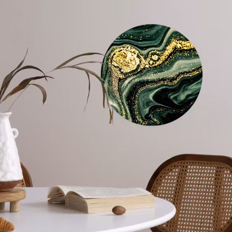 Behangcirkel - Marmer - Goud - Glitter - Groen - Marmerlook - Luxe — 4
