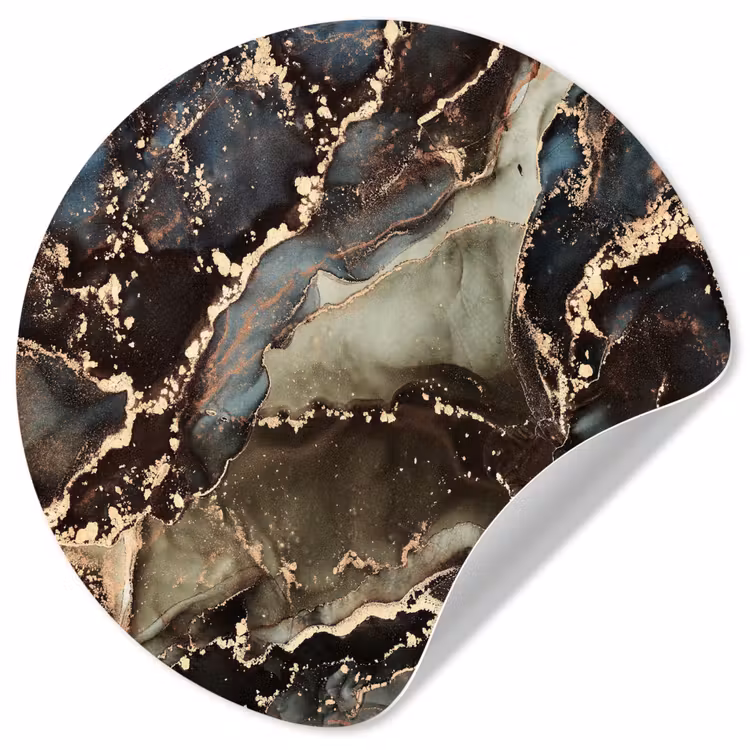 Behangcirkel - Marmer - Goud - Groen — 1