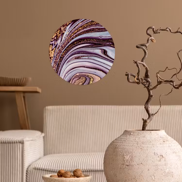 Behangcirkel - Marmer - Roze - Goud - Glitter - Marmerlook - Luxe — 2