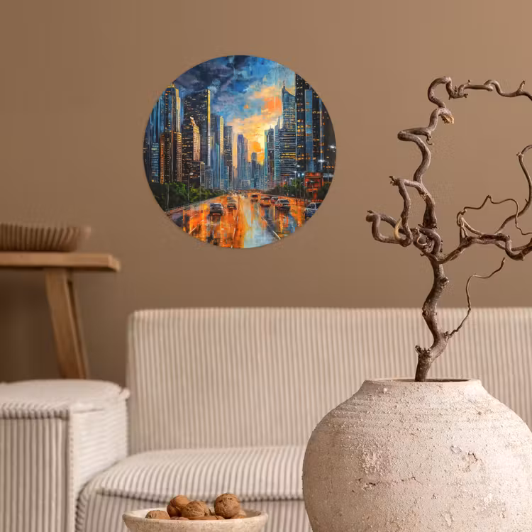 Behangcirkel - Auto - Skyline - Zon - Blauw — 2