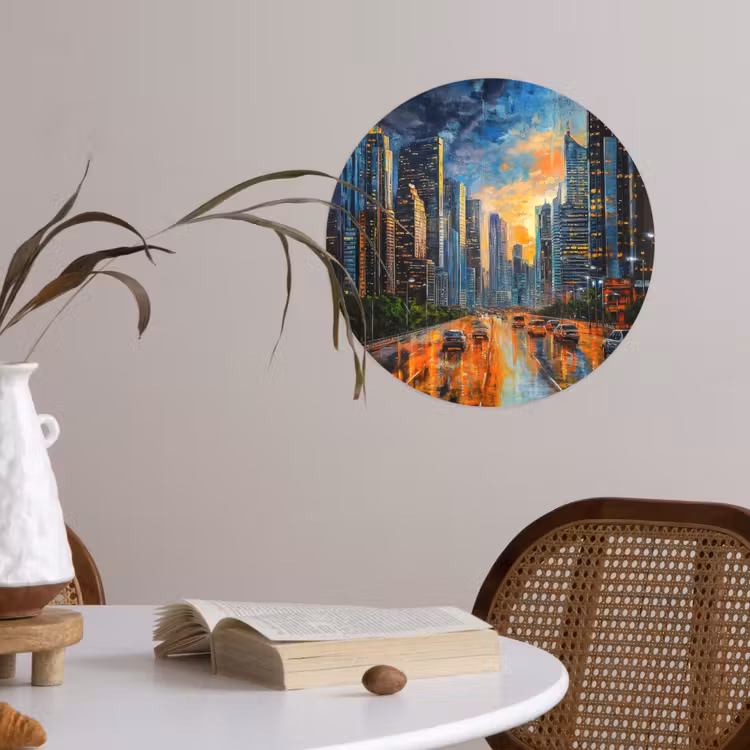 Behangcirkel - Auto - Skyline - Zon - Blauw — 4